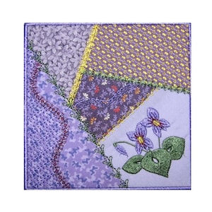 Maschinenstickerei-Design-ITH-Crazy Quilt Block-Wild Violet in 4 Größen!