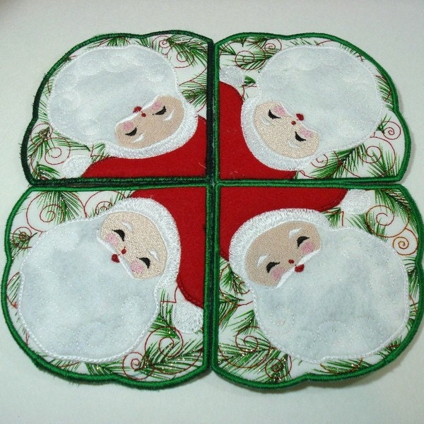 Machine Embroidery Design- Applique Santa - Doily/Candle Mat/Runner/Place mat includes 2 sizes!