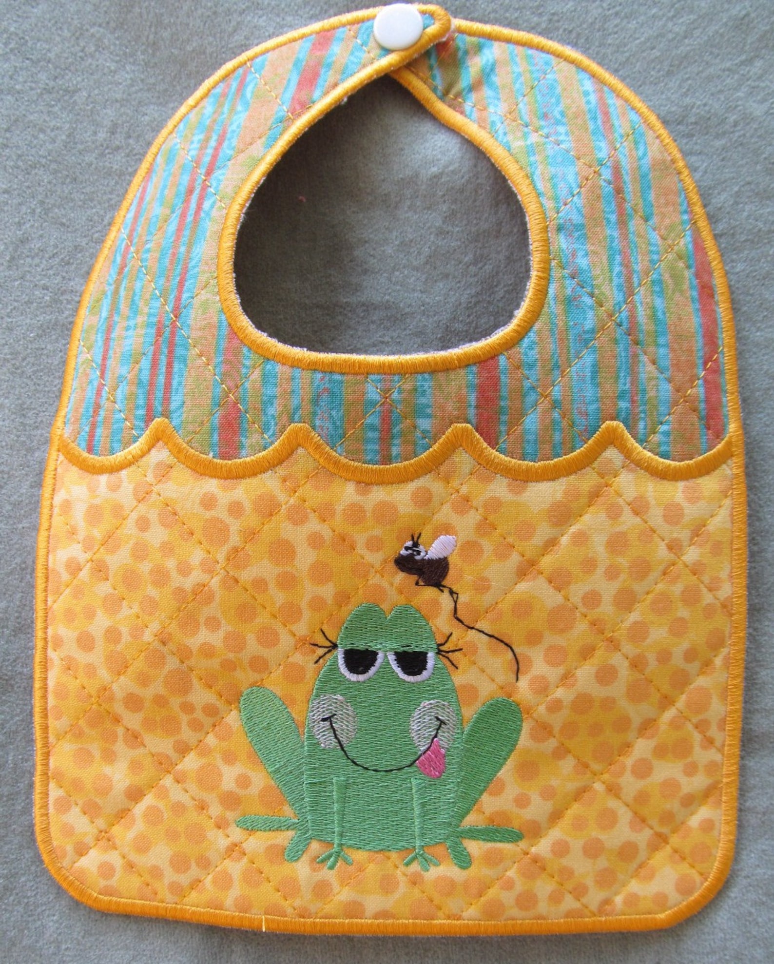 Machine Embroidery Designithnewborn Baby Bibfrog With Fly Etsy