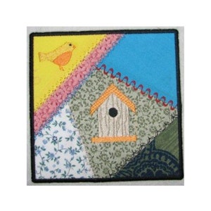 Machine Embroidery Design-ITH-Birdhouse-Crazy Quilt Block with 4 sizes included!