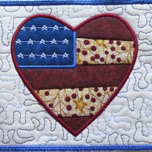 Machine Embroidery Design-ITH-Mug Rug-Applique&#39; and patchwork Patriotic 02 with 2 sizes, 5x7 and 6x10 hoops