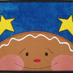 Machine Embroidery Design-ITH-Mug Rug-Applique&#39; Ginger with Stars - includes 2 sizes, 5x7 and 6x10 hoops