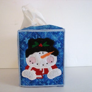 Machine Embroidery Design-In the Hoop-Tissue Box Cover-Applique Snowman for 5x7 hoop or larger.