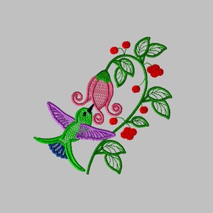 Machine Embroidery Design- Hummingbird Colorline #01 with 3 sizes Included!
