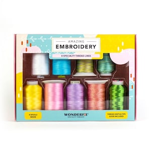 Embroidery Thread Sample Pack | Amazing Embroidery Novelty Pack by WonderFil | 9 Spools | Spring Time