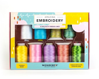 Embroidery Thread Sample Pack | Amazing Embroidery Novelty Pack by WonderFil | 9 Spools | Spring Time