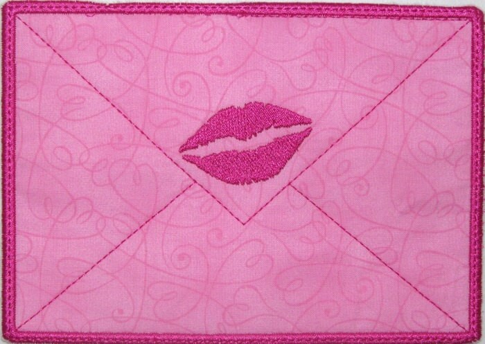 Machine Embroidery Design-Mug Rug-Valentine SWAK-Sealed With a Kiss-includes 2 sizes, 5x7 and 6x10 hoops
