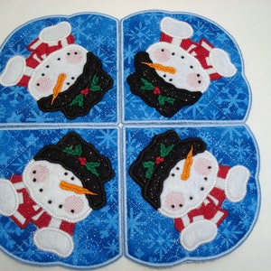 Machine Embroidery Design-In the Hoop-Doily/Candle Mat/Runner/Place mat-Applique Snowman includes 3 sizes!