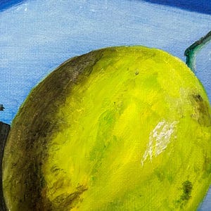 Cuadro al óleo realmente llamativo, cuadro al óleo limón, decorativo 20 x 30 cm