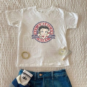Betty Boop T-Shirt, All American Girl Shirt, Vintage Graphic Tee, Retro Cartoon Character Top, Y2k Clothes, Animation Tshirt, Streetwear Tee