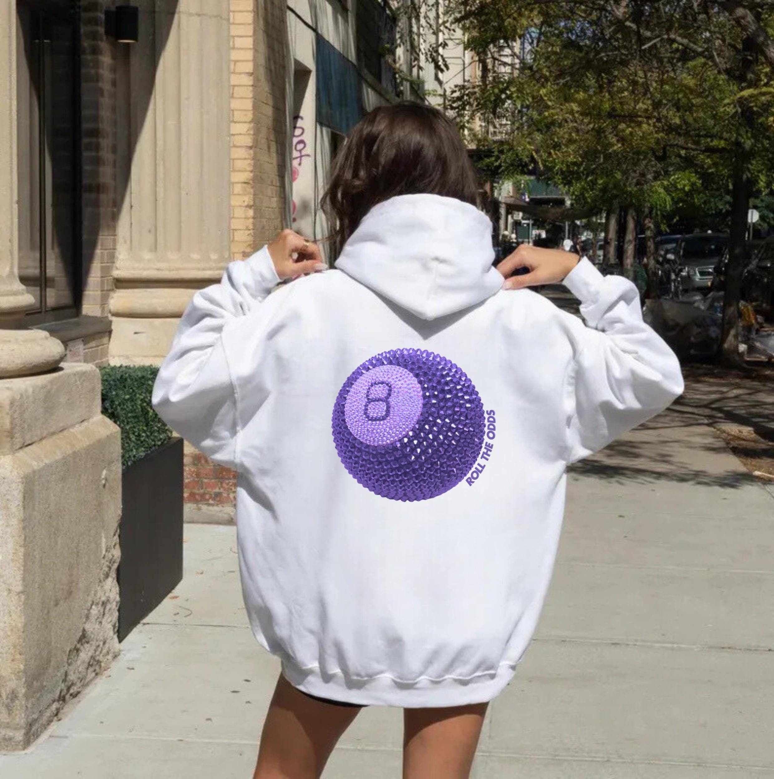 Purple Bling Smiley Face Hoodie Celeb Loved RETRO VERT Pink Hoodie