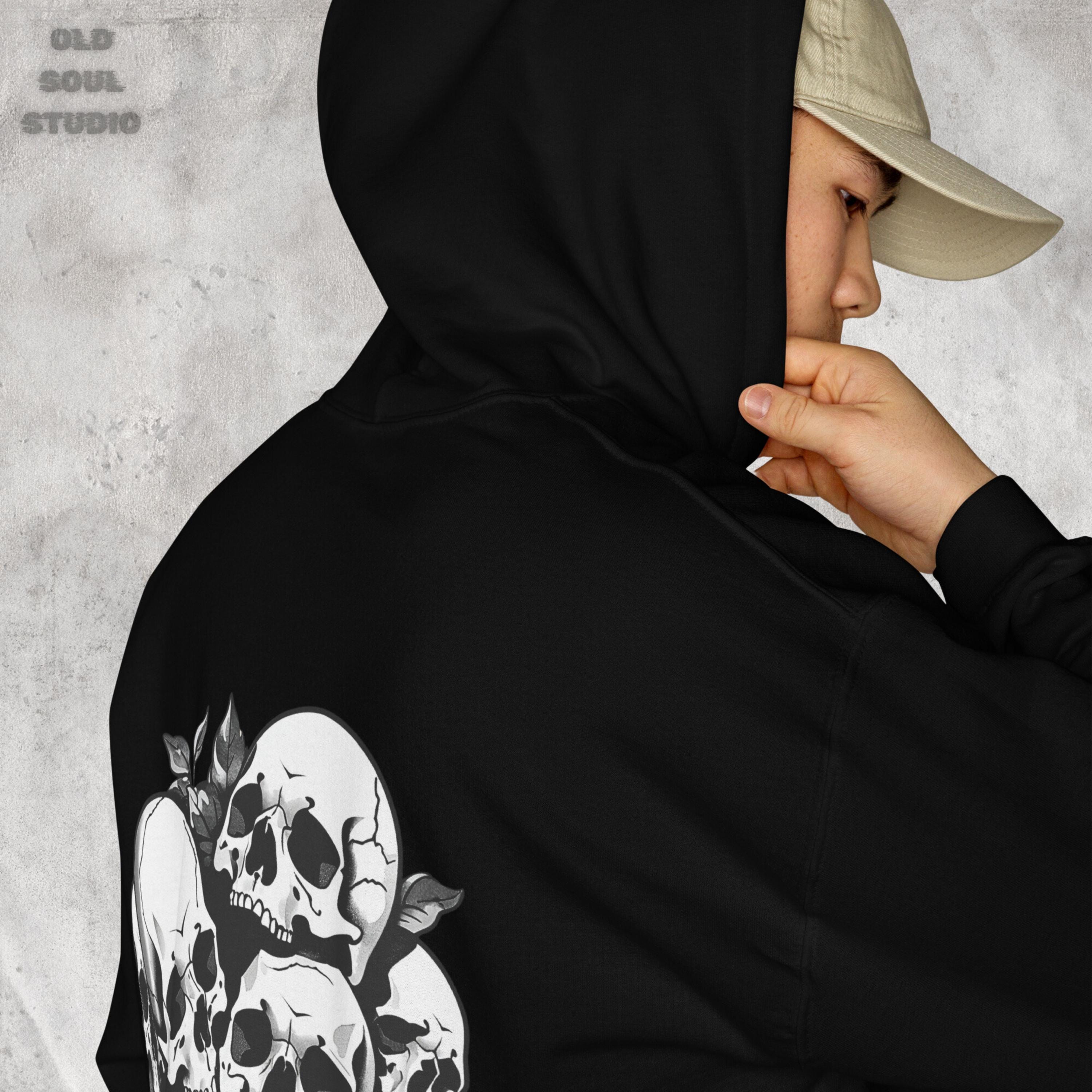 Goth Skull Hoodie, Grunge Hoodie, Y2k Hoodie, Gothic Clothes, Alt 