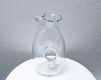 Hand blown organic art glass donut hole pitcher