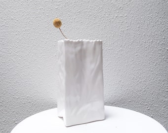 Original pop art white ceramic paper bag vase