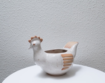 David Stewart stoneware ceramic chicken planter pot by Lions Valley