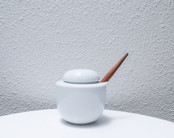 Dansk white porcelain minimalist jam jar, sugar jar or creamer by Lorenzo Porcelli