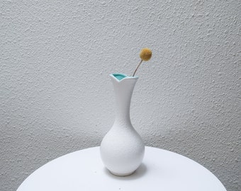 Royal Haeger white & turquoise textured split vase