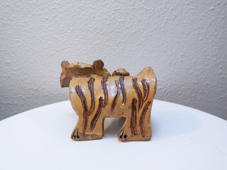 Vintage 70s ceramic tiger studio pottery by Max Hindt image 4