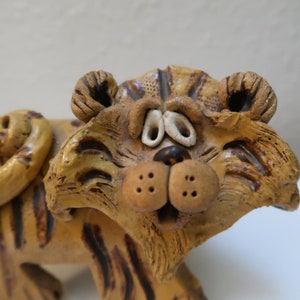 Vintage 70s ceramic tiger studio pottery by Max Hindt image 10