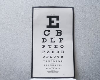 Vintage original printed eye chart Made in the USA