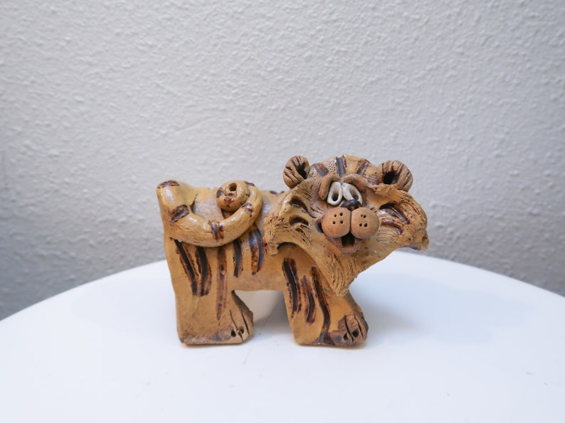 Vintage 70s ceramic tiger studio pottery by Max Hindt image 8