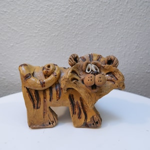 Vintage 70s ceramic tiger studio pottery by Max Hindt image 1