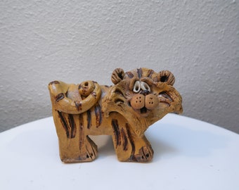 Vintage 70s ceramic tiger studio pottery by Max Hindt