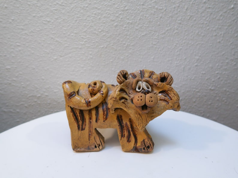 Vintage 70s ceramic tiger studio pottery by Max Hindt image 9