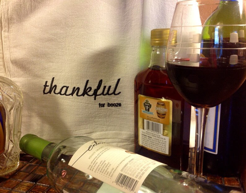 Thankful For Booze Dish Towel image 1