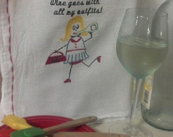 Wine Goes With All My Outfits Dish Towel