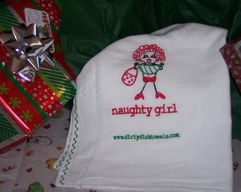 Christmas Naughty Girl Dish Towel