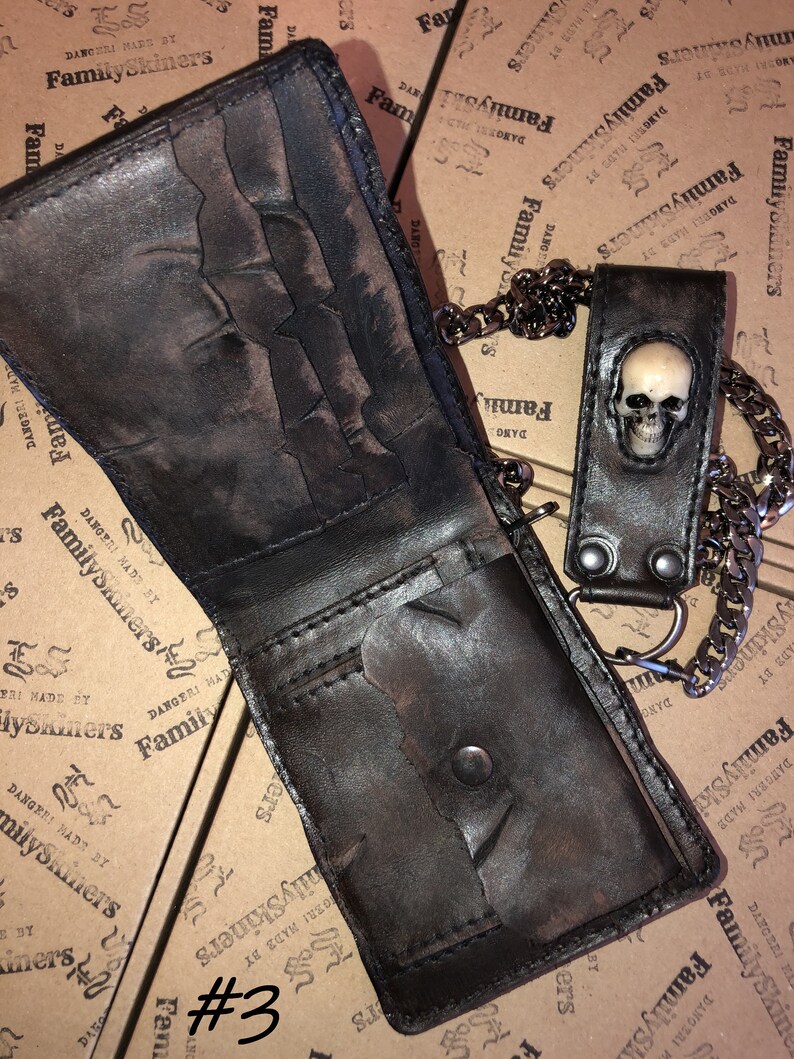 SKULLS Necronomicon Wallets for men Skull wallet Chain Etsy