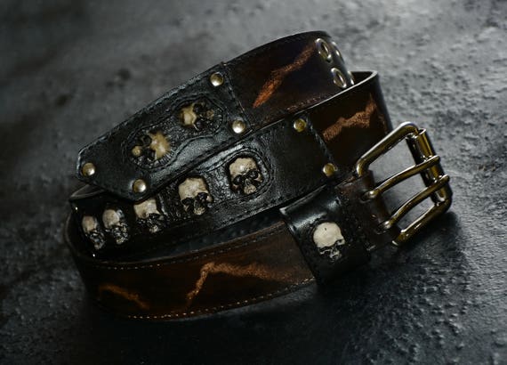 mens skull belt