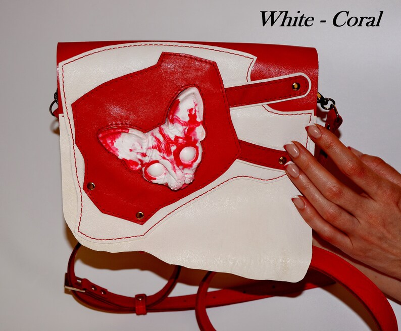 Corail Rouge En Rose Sac Cat DeEtsy Sphynx Cuir dhstrxQC