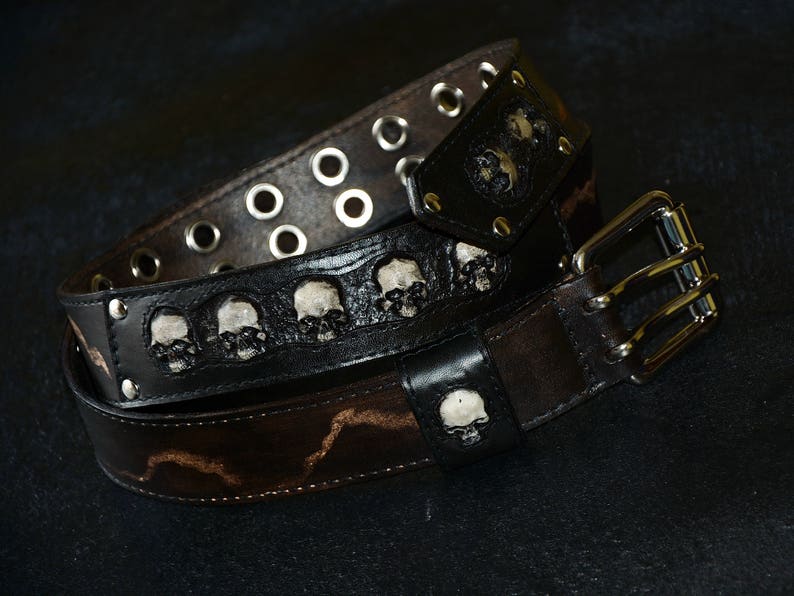mens skull belt