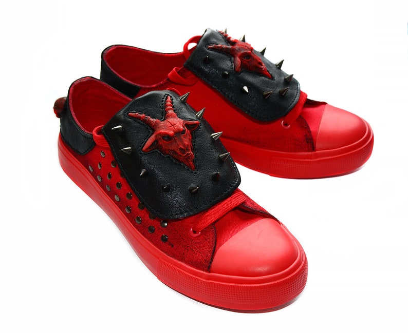 Trending Now Low-top Sneakers Personal order Design Shoes Satanic Sneakers BAPHOMET 666 Custom sneakers Black shoes Keds Vans