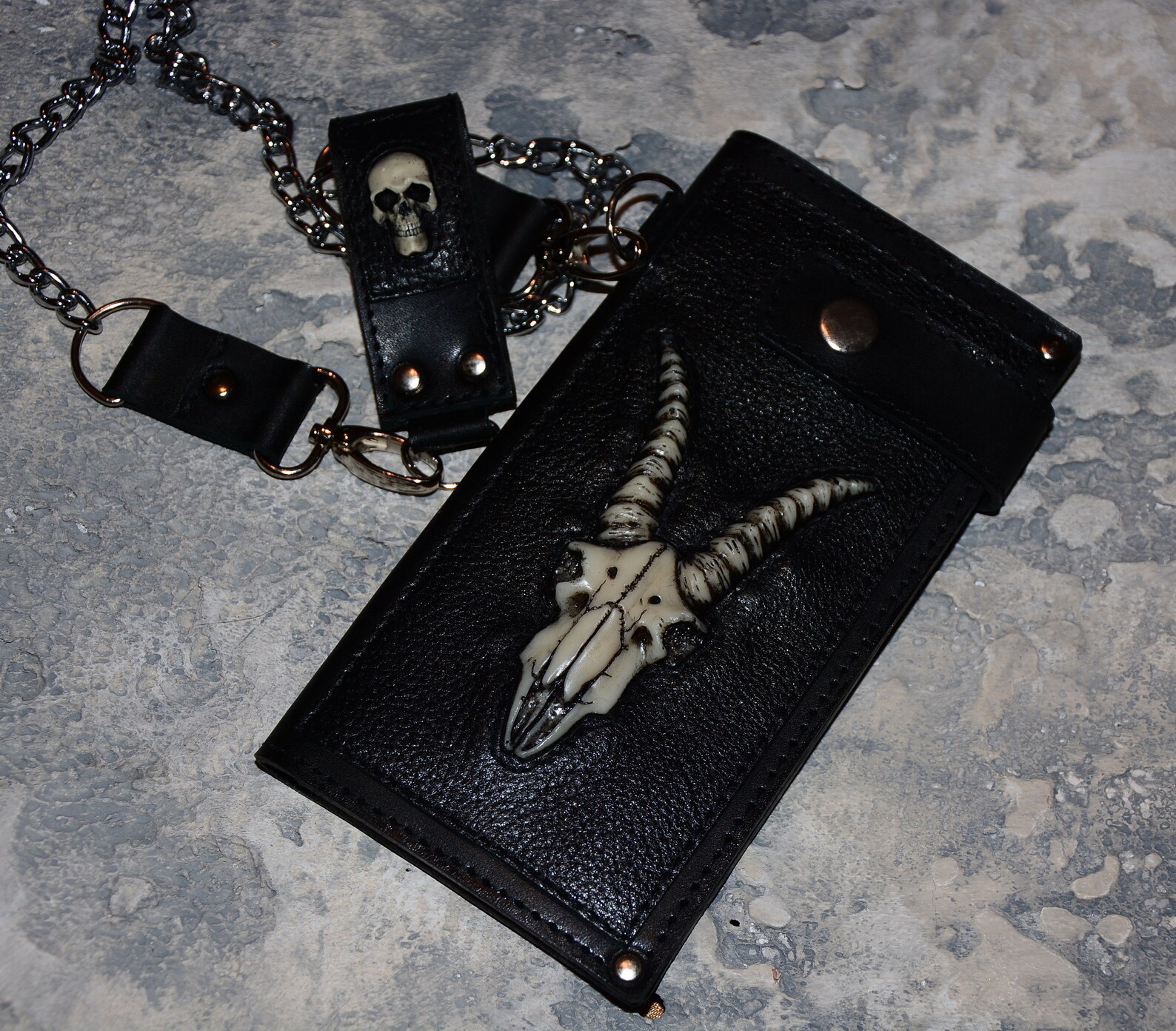 Men's Long Wallet With Chain Biker Leather Wallet With Etsy