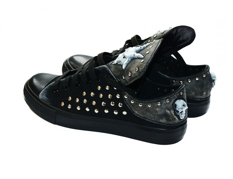 Trending Now Low-top Sneakers Personal order Design Shoes Satanic Sneakers BAPHOMET 666 Custom sneakers Black shoes Keds Vans