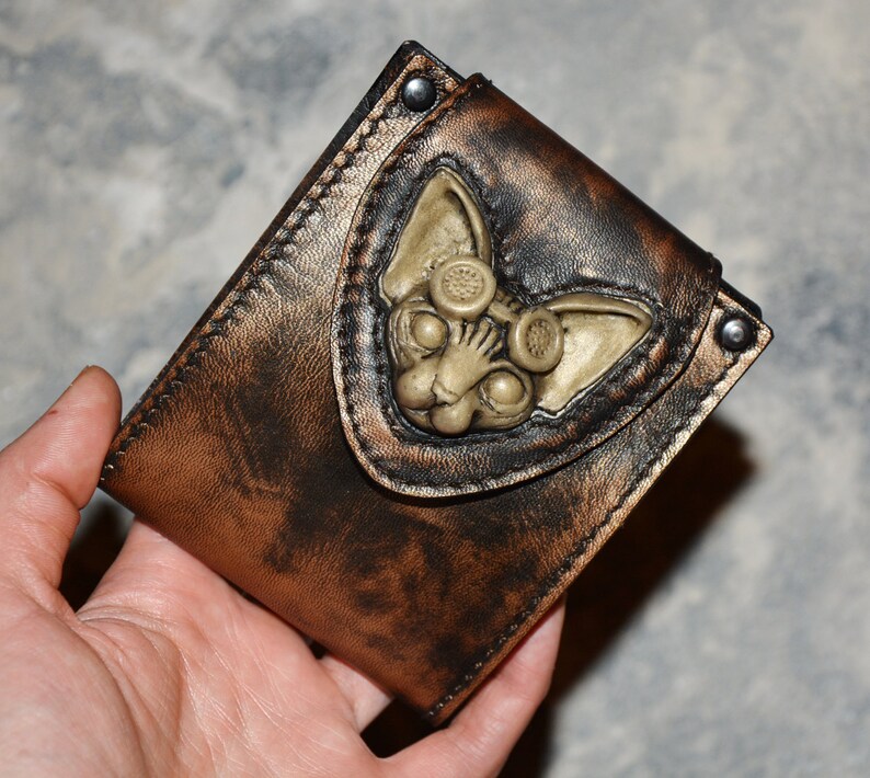 Steampunk Leather Wallet Leather Purse Custom Wallet Etsy - image 0