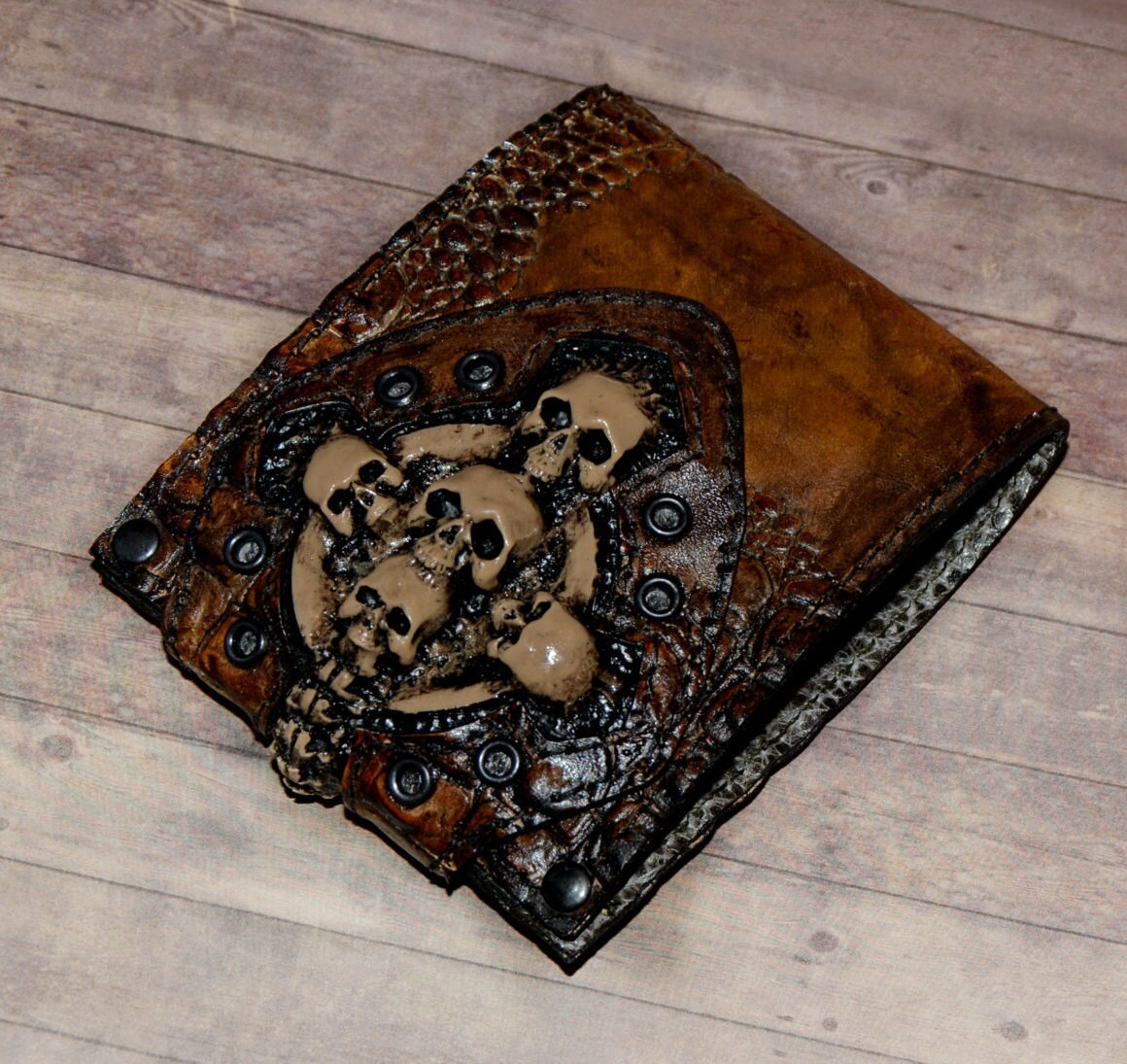 Men's Wallet Leather wallet Skull Men's wallet Etsy