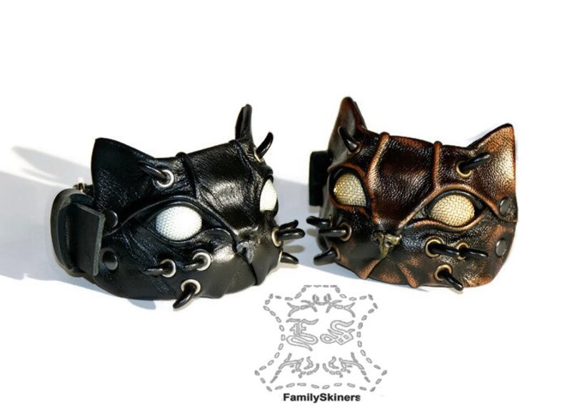 Steampunk bracelet Steampunk cuff Steampunk cat Leather bracelet Halloween Gift cat Steampunk cosplay Cat bracelet kitten kitty