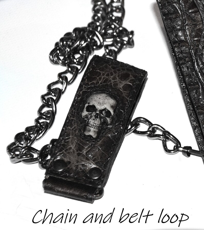 Chain wallet SKULLS Leather wallet skull Gothic cift Best Etsy