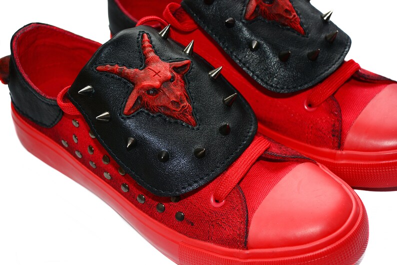 Trending Now Low-top Sneakers Personal order Design Shoes Satanic Sneakers BAPHOMET 666 Custom sneakers Black shoes Keds Vans