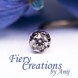 Nose Screw or Tasha Earring stud "Starlit Flower" - Full Platinum set with a 0.04ct Starry Fine White Diamond with Platinum stem.