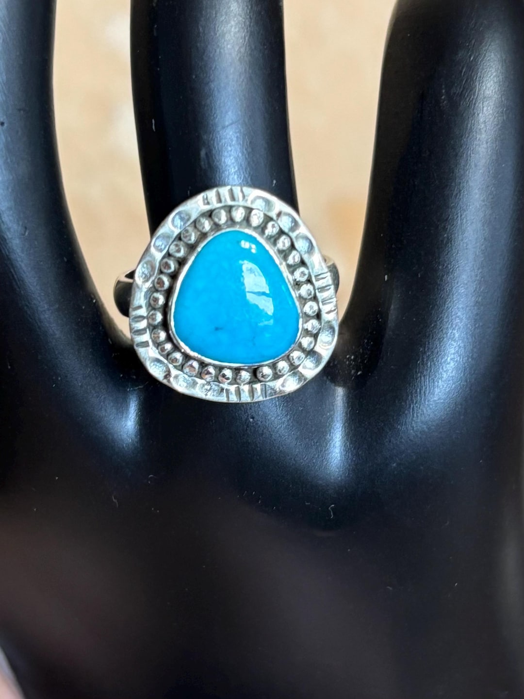 Sleeping Beauty Turquoise Ring Size 8 : 1x1 " Perfect Blue With Hand ...