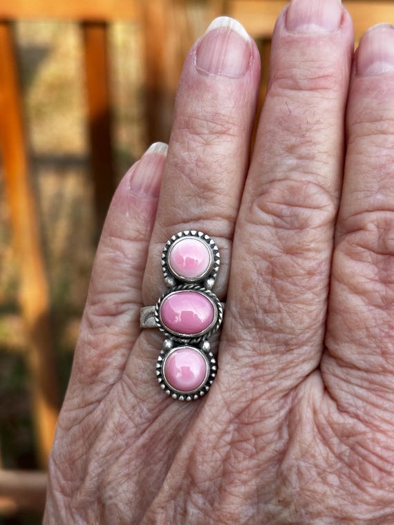 Pink Conch Shell Statement Ring: Sterling Silver … - image 3