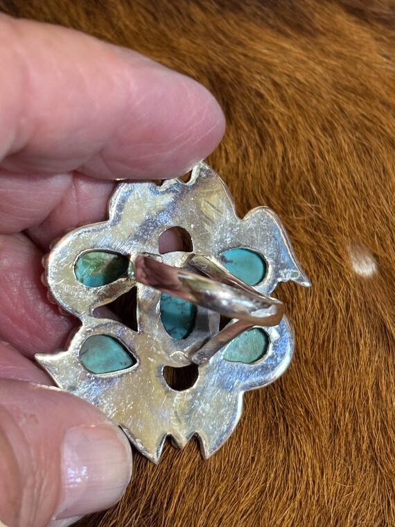 Kingman Turquoise Statement Ring: Adjustable Ster… - image 4