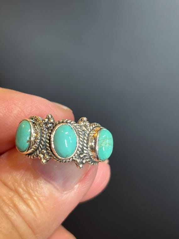 Kingman Turquoise Sterling Silver Ring - Size 6 B… - image 2