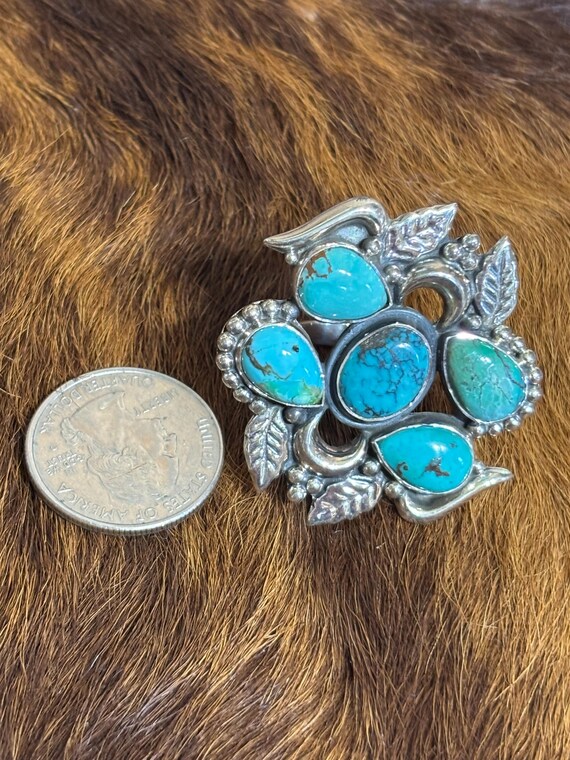 Kingman Turquoise Statement Ring: Adjustable Ster… - image 5