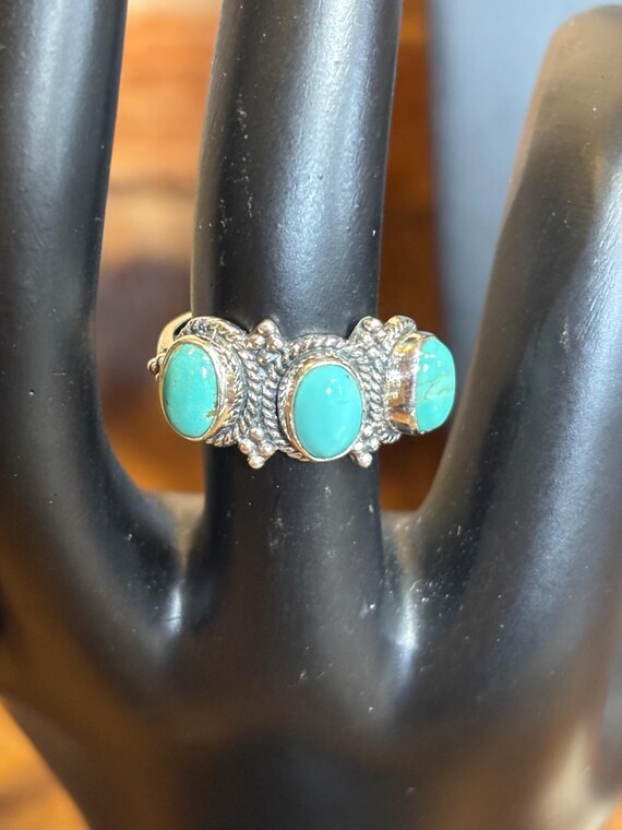 Kingman Turquoise Sterling Silver Ring - Size 6 B… - image 1